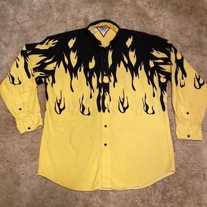 VINTAGE Cowboys’ Turtle Association Black & Yellow Flame Shirt size large